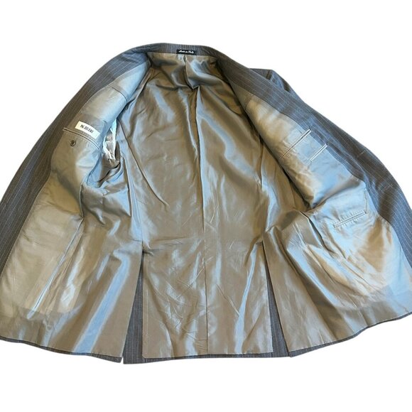 Pal Zileri Grey Pink Pinstripe Blazer Jacket Wool Silk Button Closure Size 52L - Picture 6 of 13